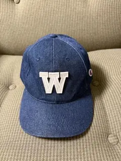 古着 Champion W刺繍 デニムキャップ ワッペン