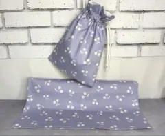 入学入園　給食袋　コップ袋　ランチョンマット　さくらんぼ　２点セット 給食セット