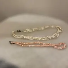 淡水パールとローズクォーツのネックレス