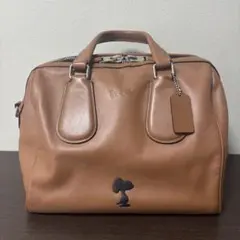 COACH スヌーピー コラボ ブラウンレザー バッグ