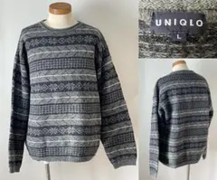 ★紺タグ 90s ビンテージ オールド ユニクロ ノルディック 長袖 ニット L