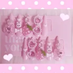 ♥︎現品♥︎ 量産型 地雷 ネイルチップ 平成女児 うさぎ いちご スカルプ つけ爪