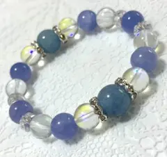 大粒アクアマリン 　クリスタル　パワーストーンブレスレット