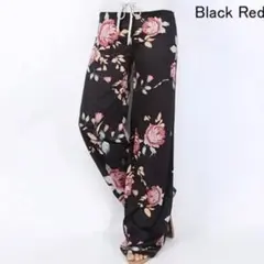 ルームウェア　花柄フラワープリント パンツ 新品☆ ブラック