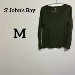 長袖Tシャツ 【M】オリーブグリーン ロンT 綿100 シンプル 無地 トップス