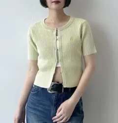 PAGEBOY リブ 半袖カーディガン ライトグリーンのサムネイル
