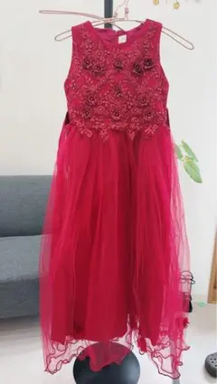 赤のふわふわドレス☆140