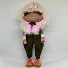 ワンダーフロッグOF ☆もふもふ帽子☆ボーダーロンT☆オーバーオール☆本革の靴