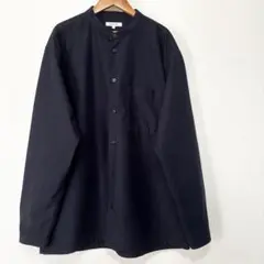 グローバルワーク　メンズ バンドカラー　シャツ 長袖　カジュアル　ブラック L