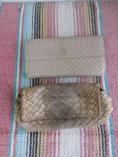 BOTTEGA VENETA 長財布ベージュ系ポーチ2点セット(ポーチはおまけ)