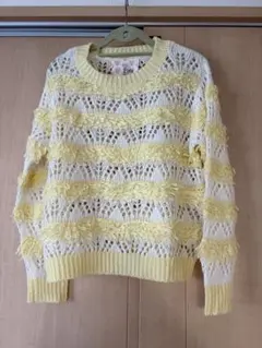 Pink Latte イエロー ホワイト セーター S