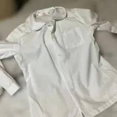 ホワイト ボタン付き長袖シャツ