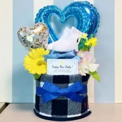 ☆出産祝いに大人気！ラルフローレンベビーソックス2段おむつケーキ 男の子2A