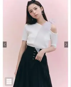 グレイル　オフショルリブニットトップス