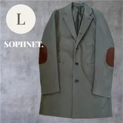 SOPHNET. ソフネット チェスターコート L カーキ ロングエルボーパッチ