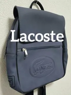 ​【LACOSTE】レザー型押し ロゴワンポイント リュック ターコイズブルー