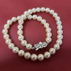 パールネックレス 留金silver刻印リボンモチーフ 真珠アクセサリー 