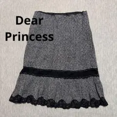 ディアプリンセス★ラメ入ツイード&レースが可愛いスカート★日本製ブラックのサムネイル