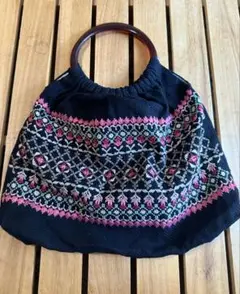 【手刺繍】小花柄グラニーバッグ
