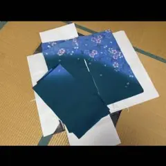訪問着　正絹　袷　深緑　薄紫　水色　グラデーション　桜　作家物