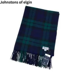 Johnstons ジョンストンズ カシミヤ タータンチェック ストール 緑紺のサムネイル