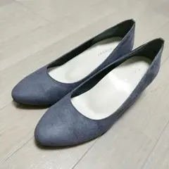 グレー スエード風 パンプス