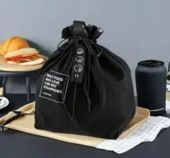 【新品未使用】ランチバッグ お弁当袋 巾着バッグ　保冷機能　ブラック