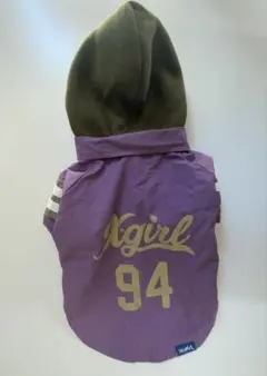 X-girl フード付き犬服 Mサイズ 紫/オリーブのサムネイル