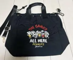 PEANUTS スヌーピー 刺繍デザインの大容量ショルダーバッグ ナイロン製軽量