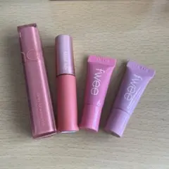 【ピンク系リップ4点セット】 rom&nd、ミゼルエディ、fwee
