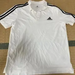 adidas ホワイト ポロシャツ ストライプ