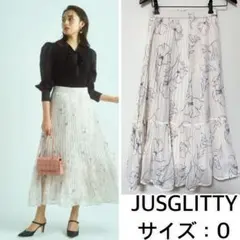 JUSGLITTY❤️ラインフラワープリーツスカート　ジャスグリッティーのサムネイル