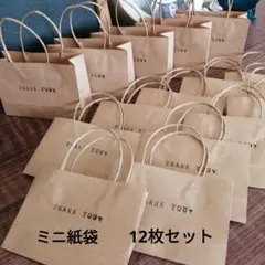 ハンドメイドミニ紙袋　クラフトThank You　12枚セット