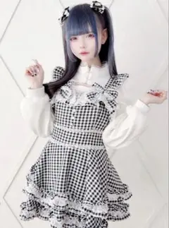 MARS ダブルりぼんギンガムキャミワンピース ブラックのサムネイル