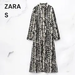ZARA ザラ シャツワンピース 幾何学模様 ロング S