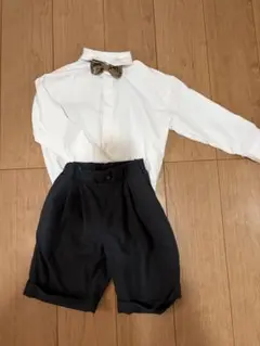 フォーマルセット 110cm 白シャツ ボウタイ 黒パンツ