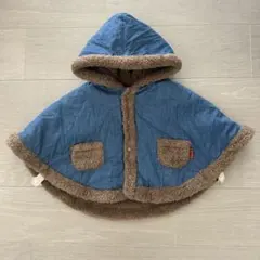 キムラタン BOBSON デニム×ボア ポンチョ ブラウン 70〜80