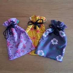 巾着袋 3点セット リバーシブル