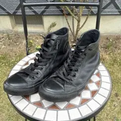 コンバース　オールスター　シボ革　オールブラック　レザー　27.5cm