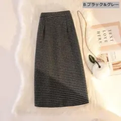 新品★タグ付き★ブラック&グレーチェック★レディース チェックタイトスカート