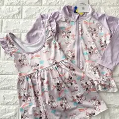 【120サイズ】ディズニー　プリンセス ワンピース 水着・ラッシュガードセット