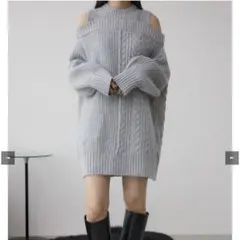 AZUL オフショルダー ニットセーター グレー フリーサイズ