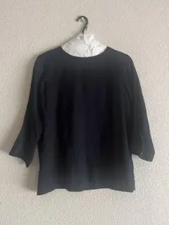 無印良品　オーガニックリネン洗いざらし七分袖ブラウス　婦人Ｓ・ダークネイビー