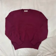 バーガンディ クルーネック 長袖セーター