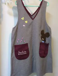 くまの学校　クマ刺繍付きカジュアルエプロン