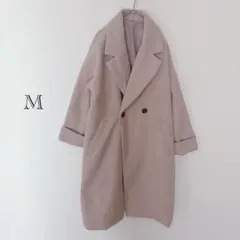 ベージュ ロングコート M ダブルブレスト オーバーサイズ ゆったり きれいめ