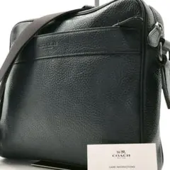 美品✨コーチ チャールズ ショルダーバッグ ロゴマーク レザー ネイビー