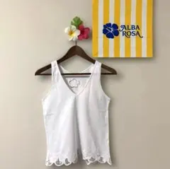 ALBA ROSA ハイビスカス カットワークレース タンクトップ ロゴ アルバのサムネイル