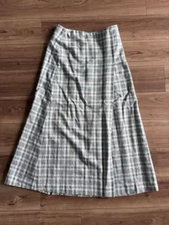 Ballsey チェック柄フレアスカート グレー/グリーン