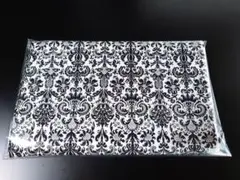 ダマスク模様 綿生地 白黒